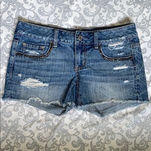 Embroidered Denim Shorts